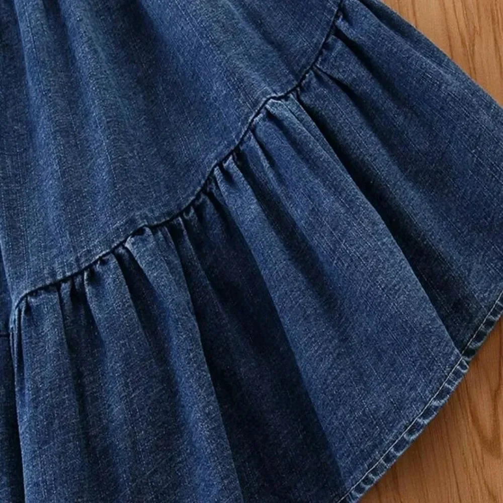Toddler Girls Shirred Cami Top & Denim Sk